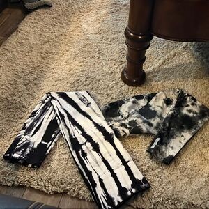 Black and White Tie-Dye Pants, size L